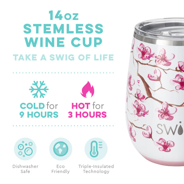 Swig 14oz. Stemless Wine Cup - Cherry Blossom