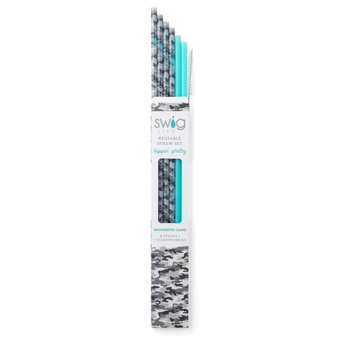 Swig Reusable Straw Set- Incognito Camo & Aqua